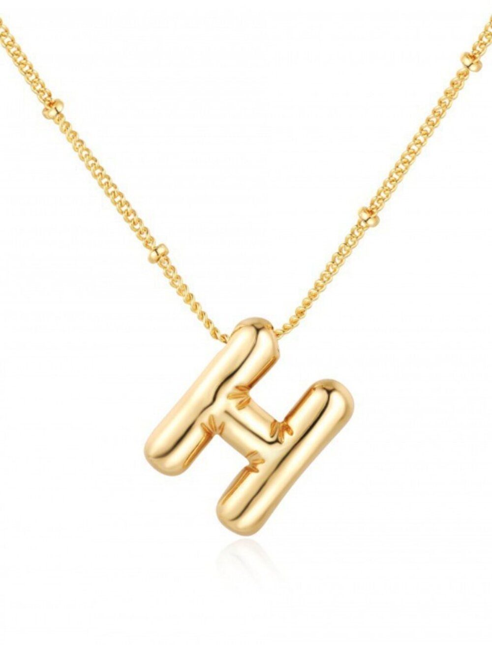 18K Gold Plated Initial H Pendant Bubble Balloon Letter Necklace Minimalist